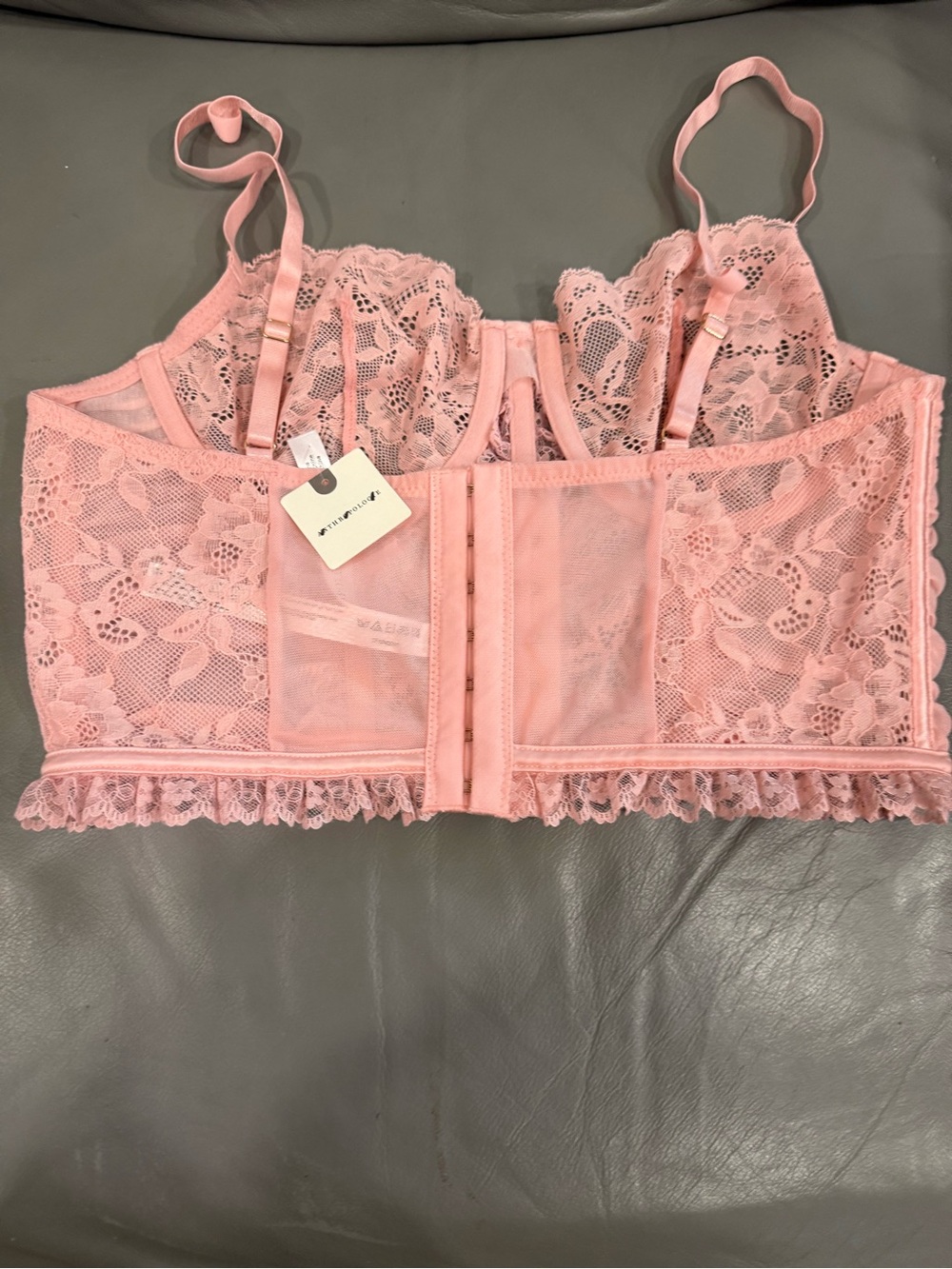 Anthropologie Blush Pink Lace Longline Underwire Bralette - Picture 3 of 4